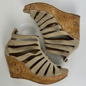 Cordani Made in Italy Electra Wedge Suede Cage Platform Sandal